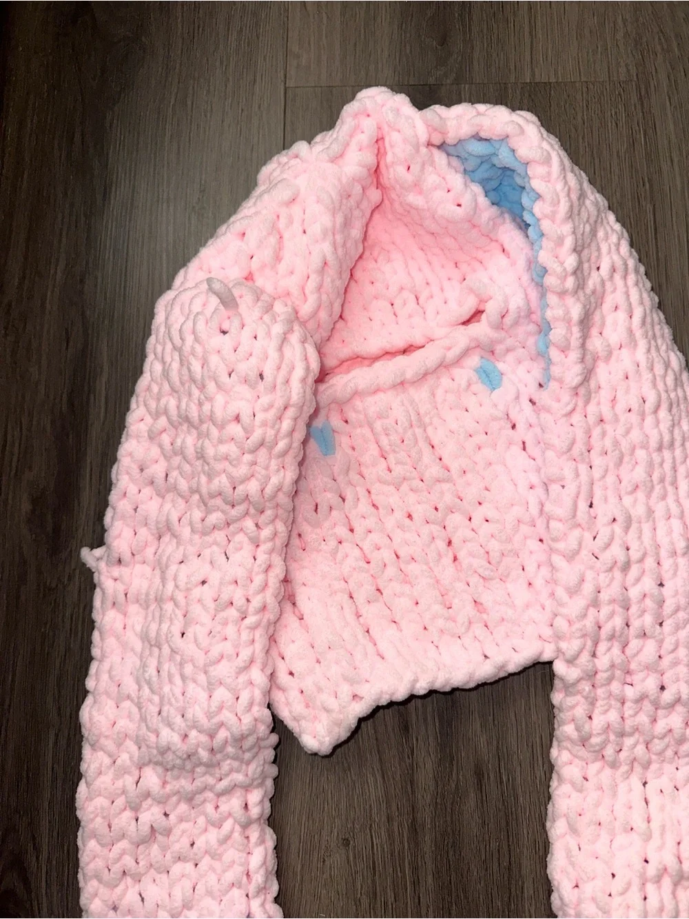 Unisex Pink & Light Blue Bunny Ear Knit Hat  Knitted Beanies Hat Warm Balaclava